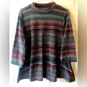 ND New Directions Burgundy Blue Multicolor Abstract Mock Turtleneck Sweater 1X